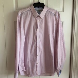 Ted Baker Pink & White Striped Button Down Shirt
